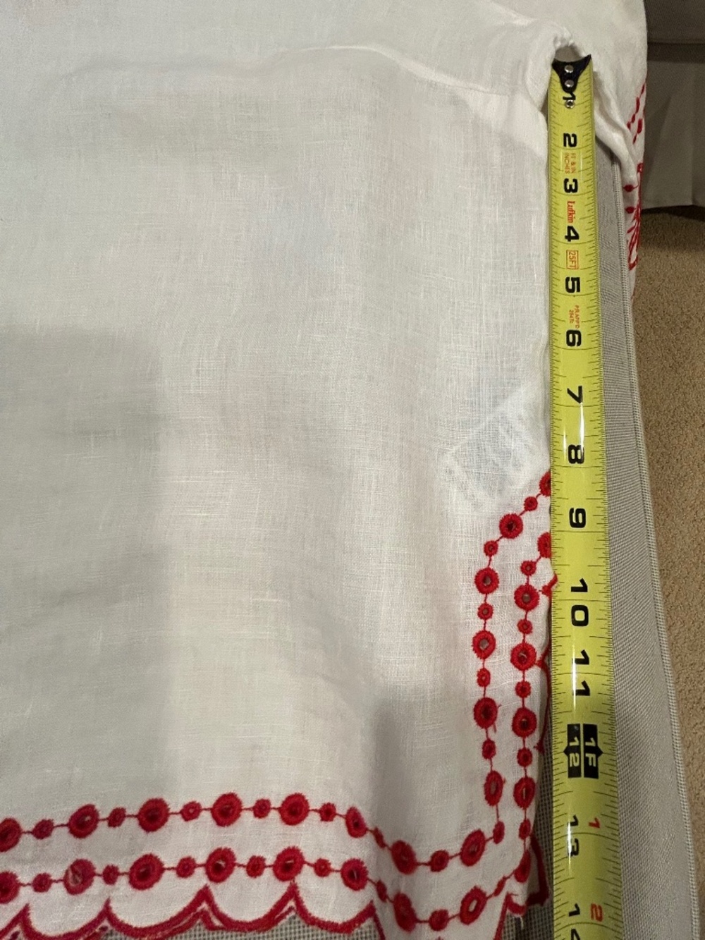 J. Crew Bungalow Red Embroidered White Linen Tunic. Women's Size Large - Picture 13 of 16